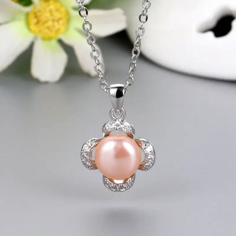 Japanese Korean Pearl Pendant Set Gold Silver Heart Design