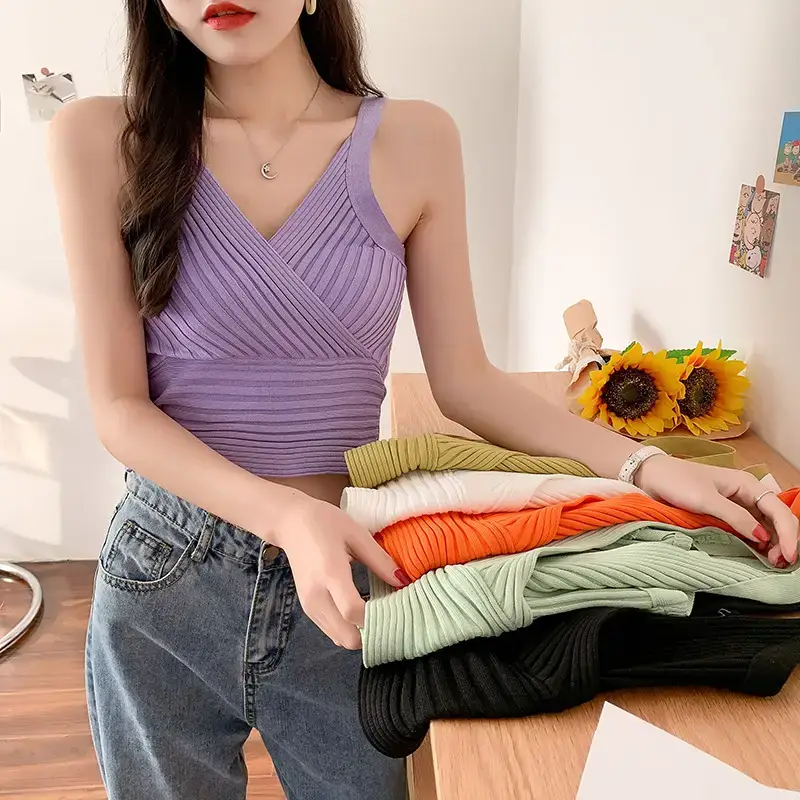 White Slim Fit Navel Camisole Summer Top for Women — feature 1