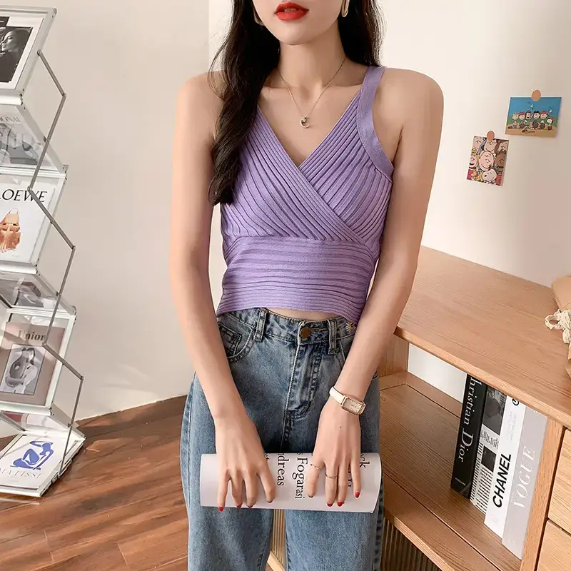 White Slim Fit Navel Camisole Summer Top for Women — feature 13