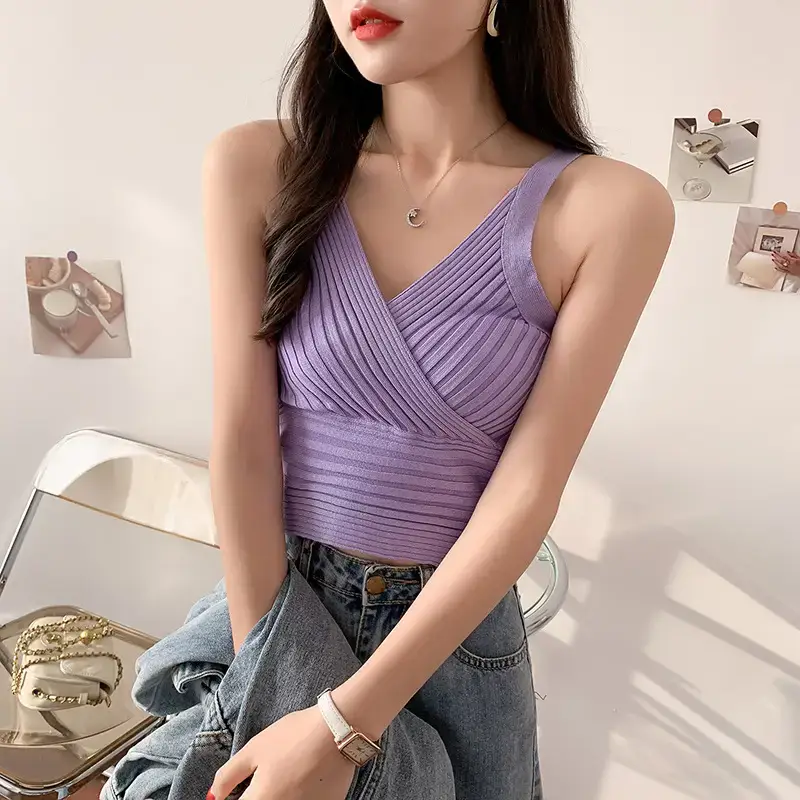White Slim Fit Navel Camisole Summer Top for Women — feature 16