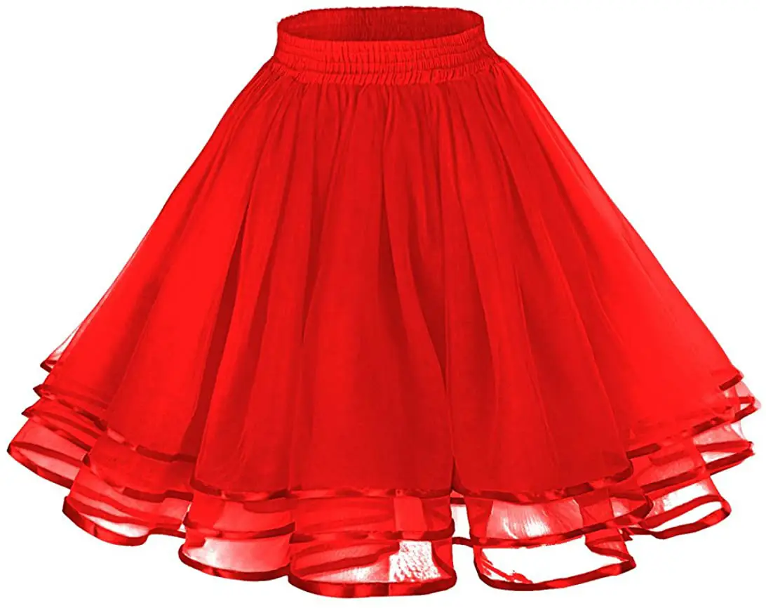 Red Three-Layer Ribbon Support Skirt for Girls - Image 2