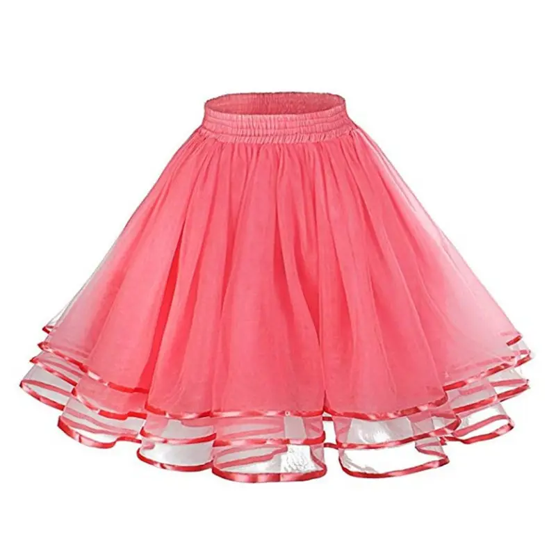 Red Three-Layer Ribbon Support Skirt for Girls - Image 11