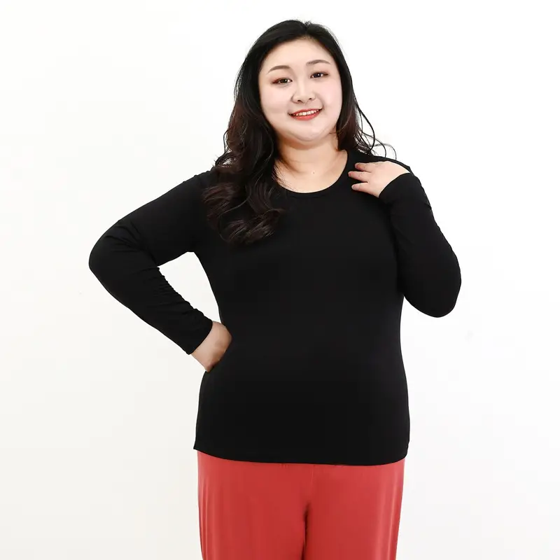 Women's Black Long Sleeve Round Neck T-Shirt