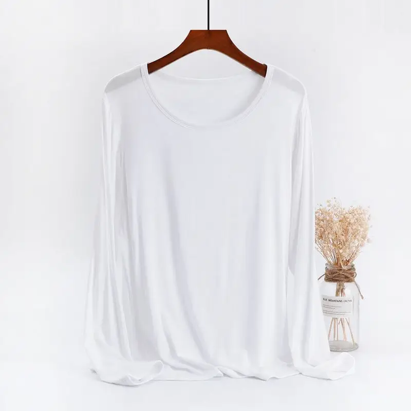 Women's Black Long Sleeve Round Neck T-Shirt