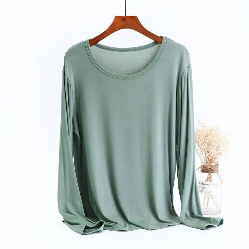 Women's Black Long Sleeve Round Neck T-Shirt