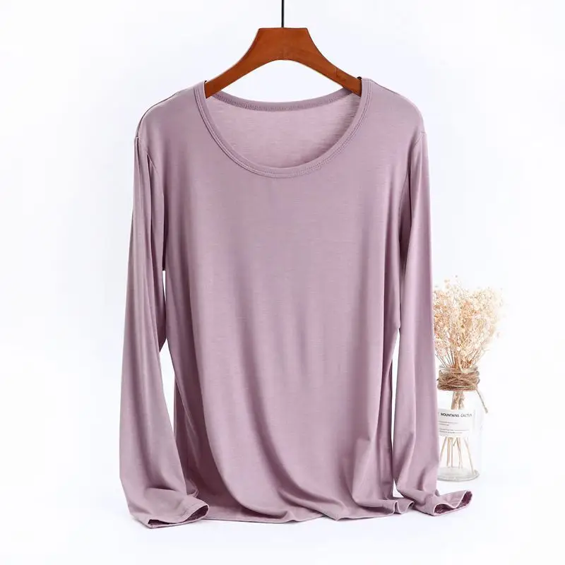 Women's Black Long Sleeve Round Neck T-Shirt