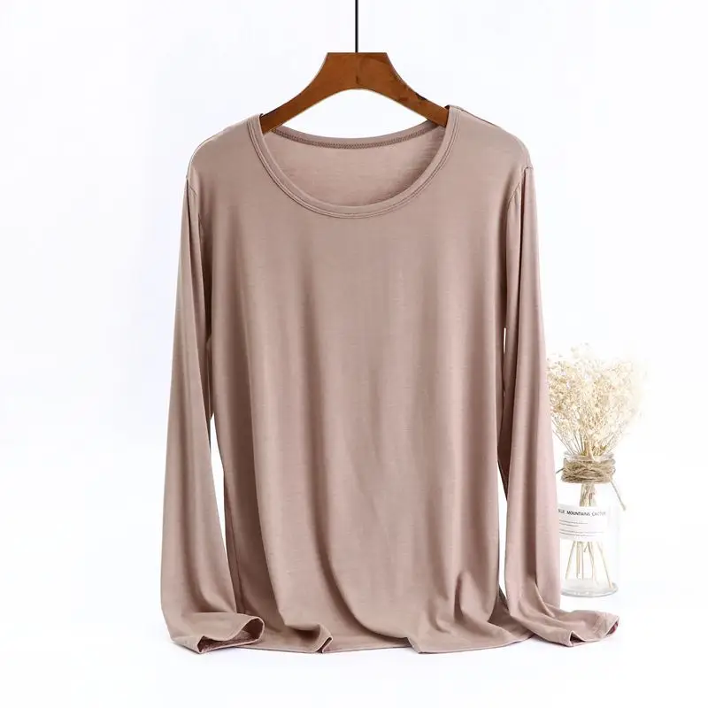 Women's Black Long Sleeve Round Neck T-Shirt