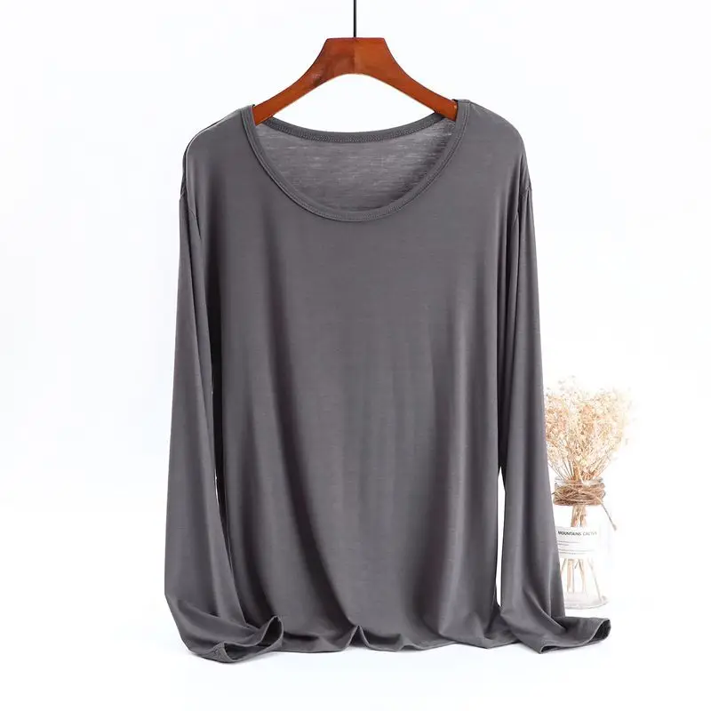 Women's Black Long Sleeve Round Neck T-Shirt