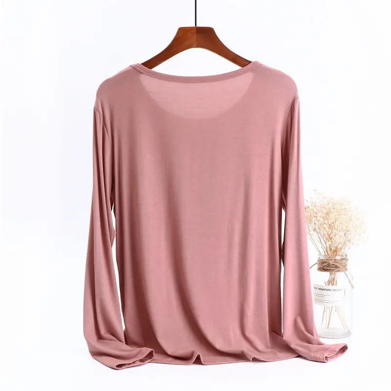 Women's Black Long Sleeve Round Neck T-Shirt