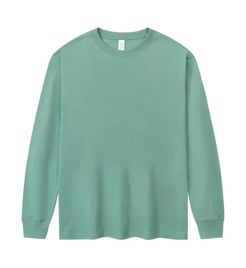 Men Navy Blue Cotton Long Sleeve T-Shirt 230g - Image 17