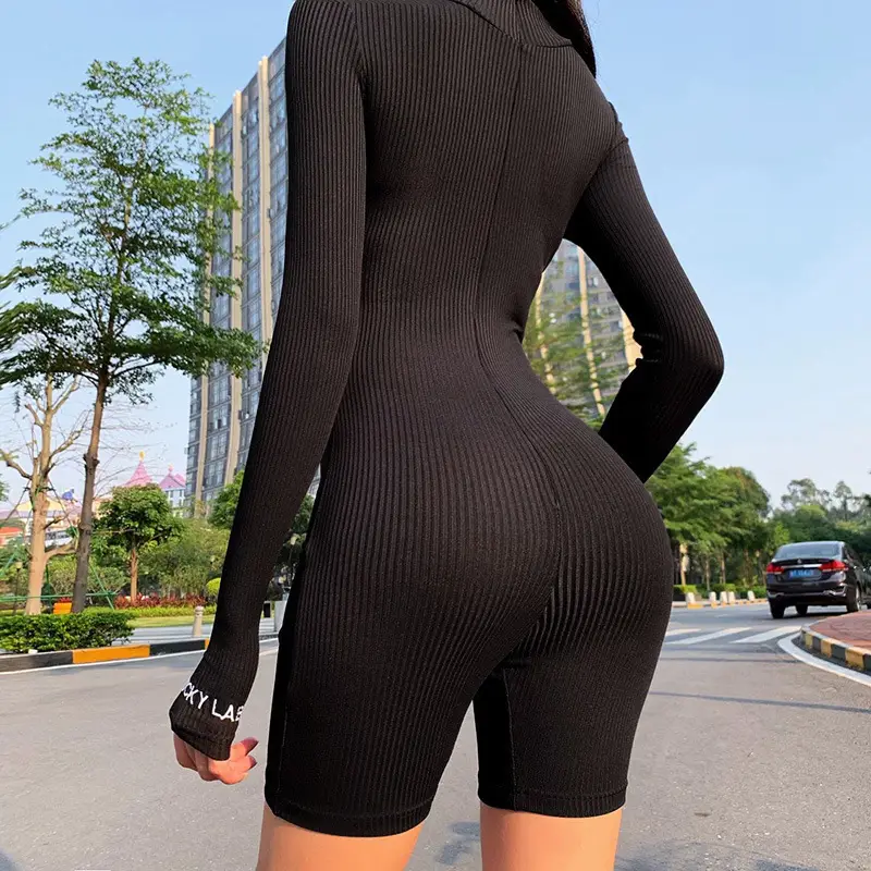Women's Black High-Neck Slim Fit Fitness Jumpsuit 2021 - Image 10