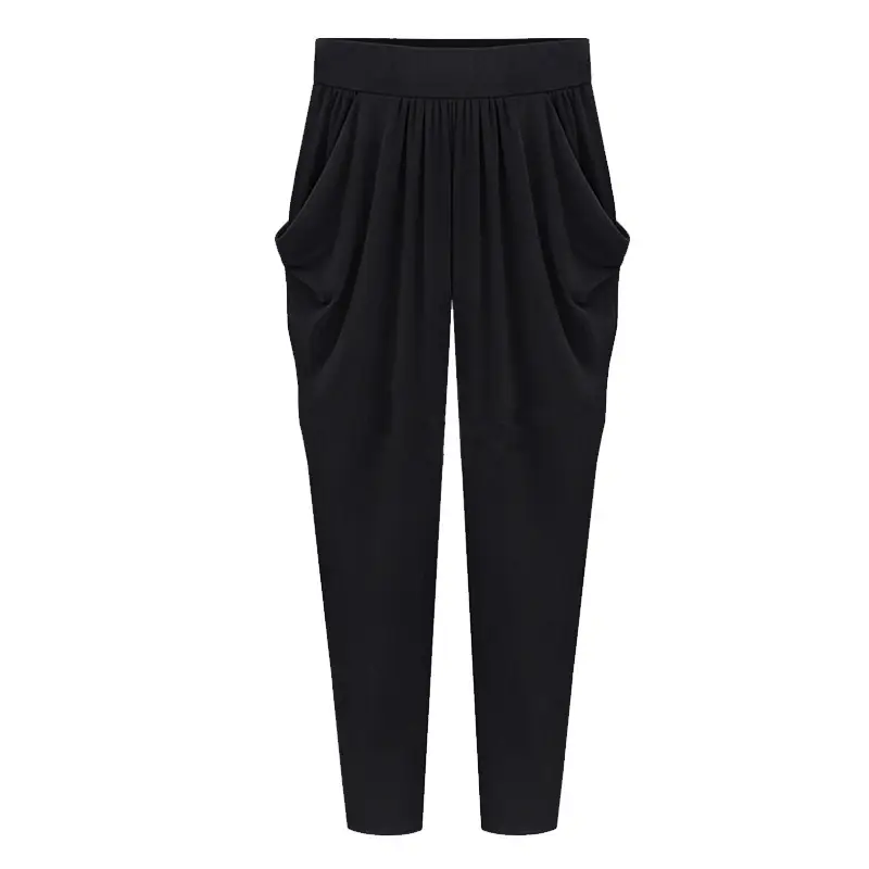 Plus Size Fat Milk Silk Harem Pants Black Loose Summer - Image 3