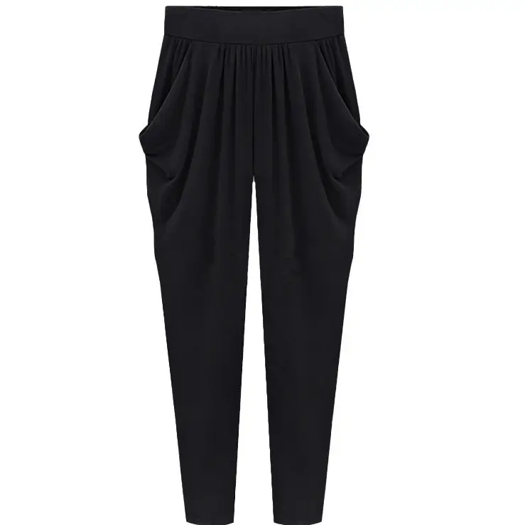 Plus Size Fat Milk Silk Harem Pants Black Loose Summer - Image 5
