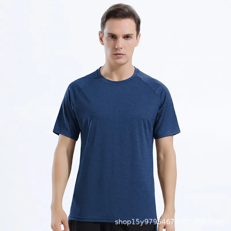 Men Blue Moisture-Wicking T-Shirt Quick Dry Sports Wear - Image 2