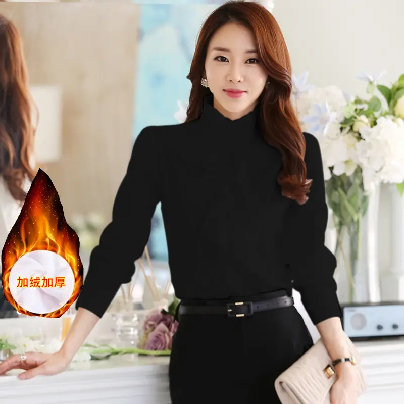 Women White Chiffon Long Sleeve Collar Shirt