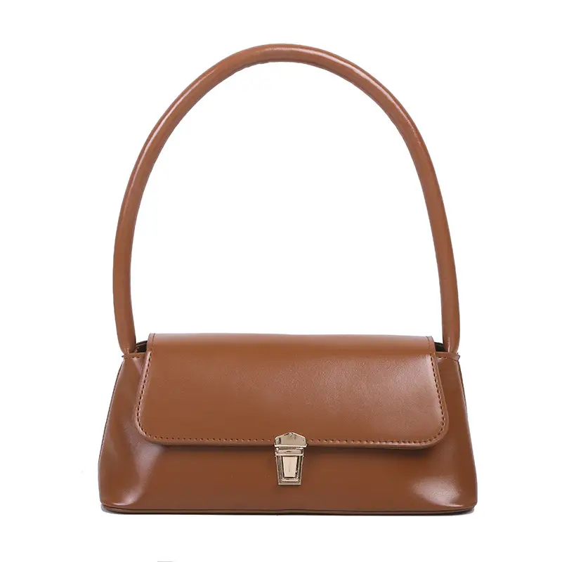 Women's Beige Armpit Bag with Chain Clasp - Image 9
