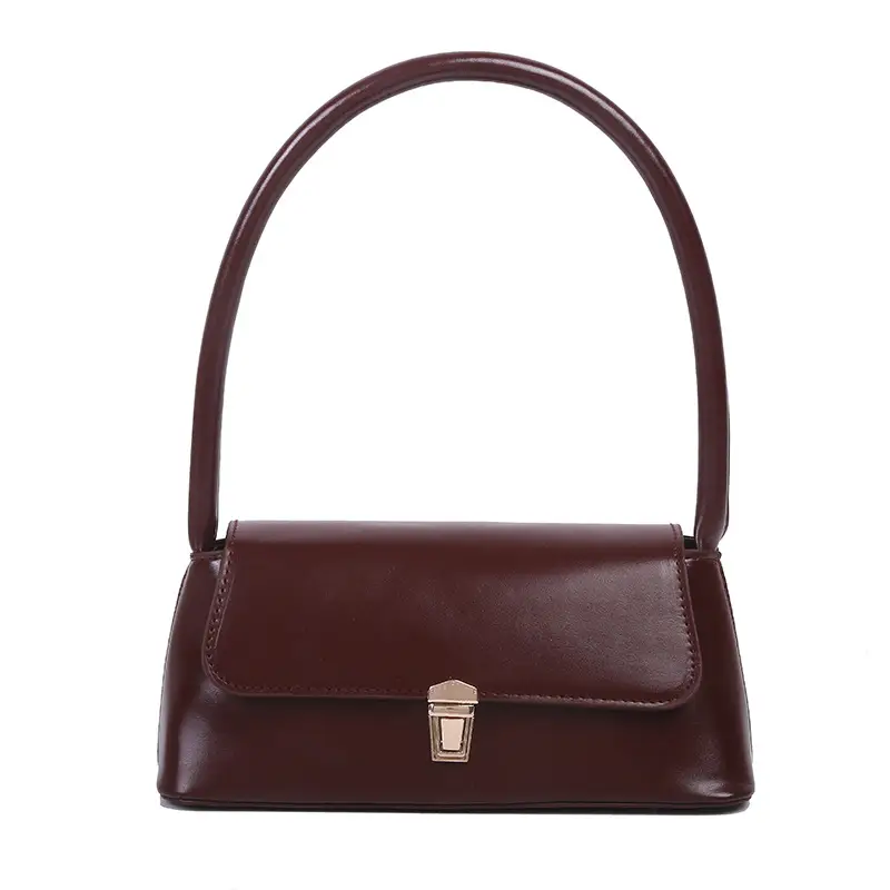 Women's Beige Armpit Bag with Chain Clasp - Image 3