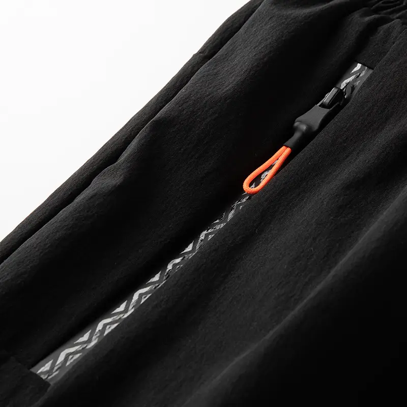 Men Black Stretch Drawstring Pants Casual Sports Wear - Image 15