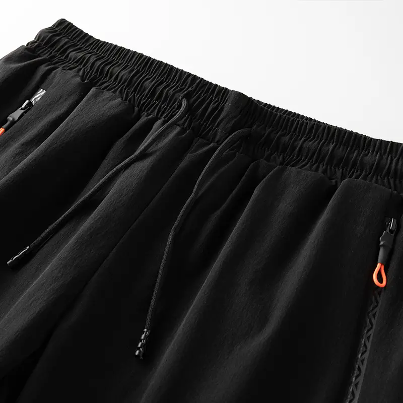 Men Black Stretch Drawstring Pants Casual Sports Wear - Image 16
