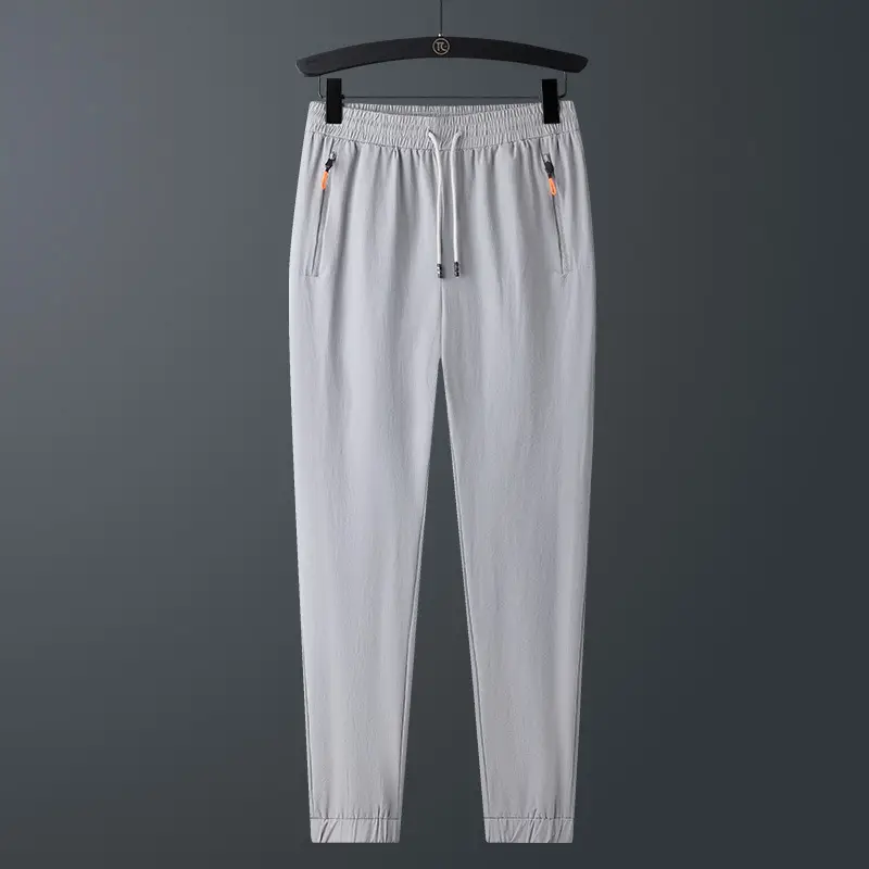 Men Black Stretch Drawstring Pants Casual Sports Wear - Image 12