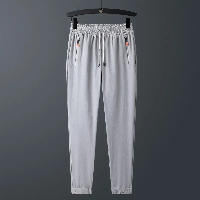 Men Black Stretch Drawstring Pants Casual Sports Wear - Image 4