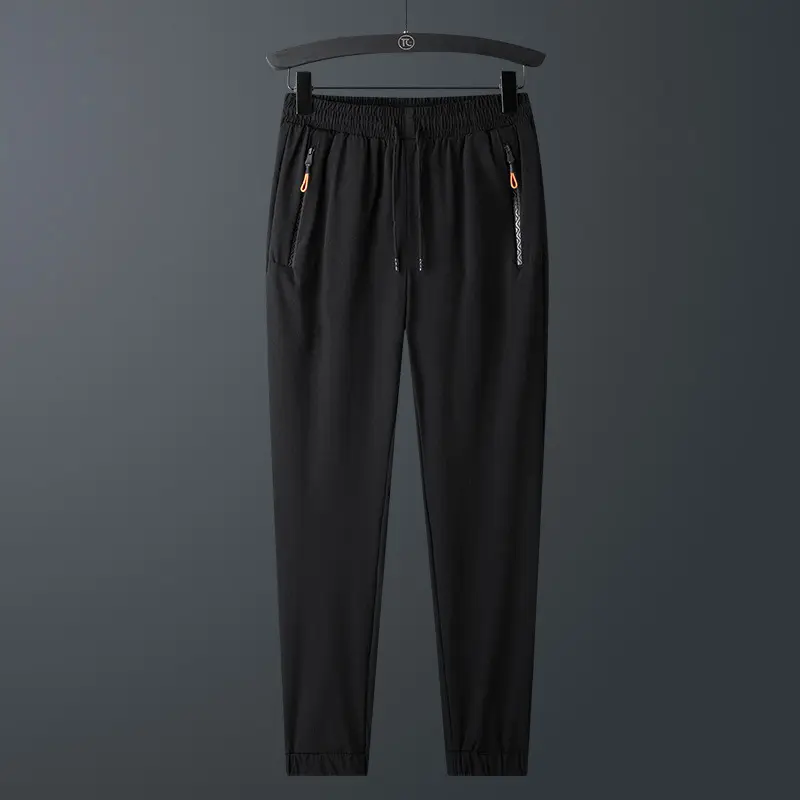 Men Black Stretch Drawstring Pants Casual Sports Wear - Image 5