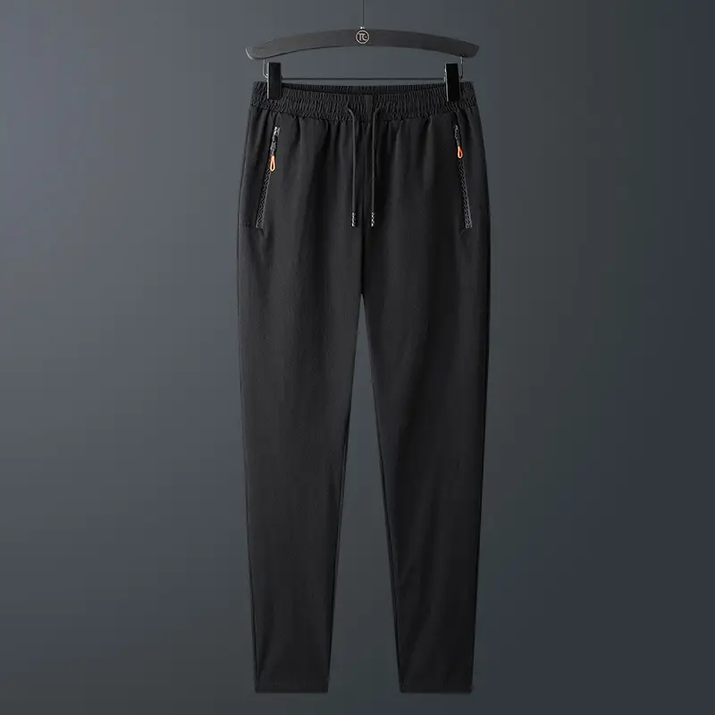 Men Black Stretch Drawstring Pants Casual Sports Wear - Image 7