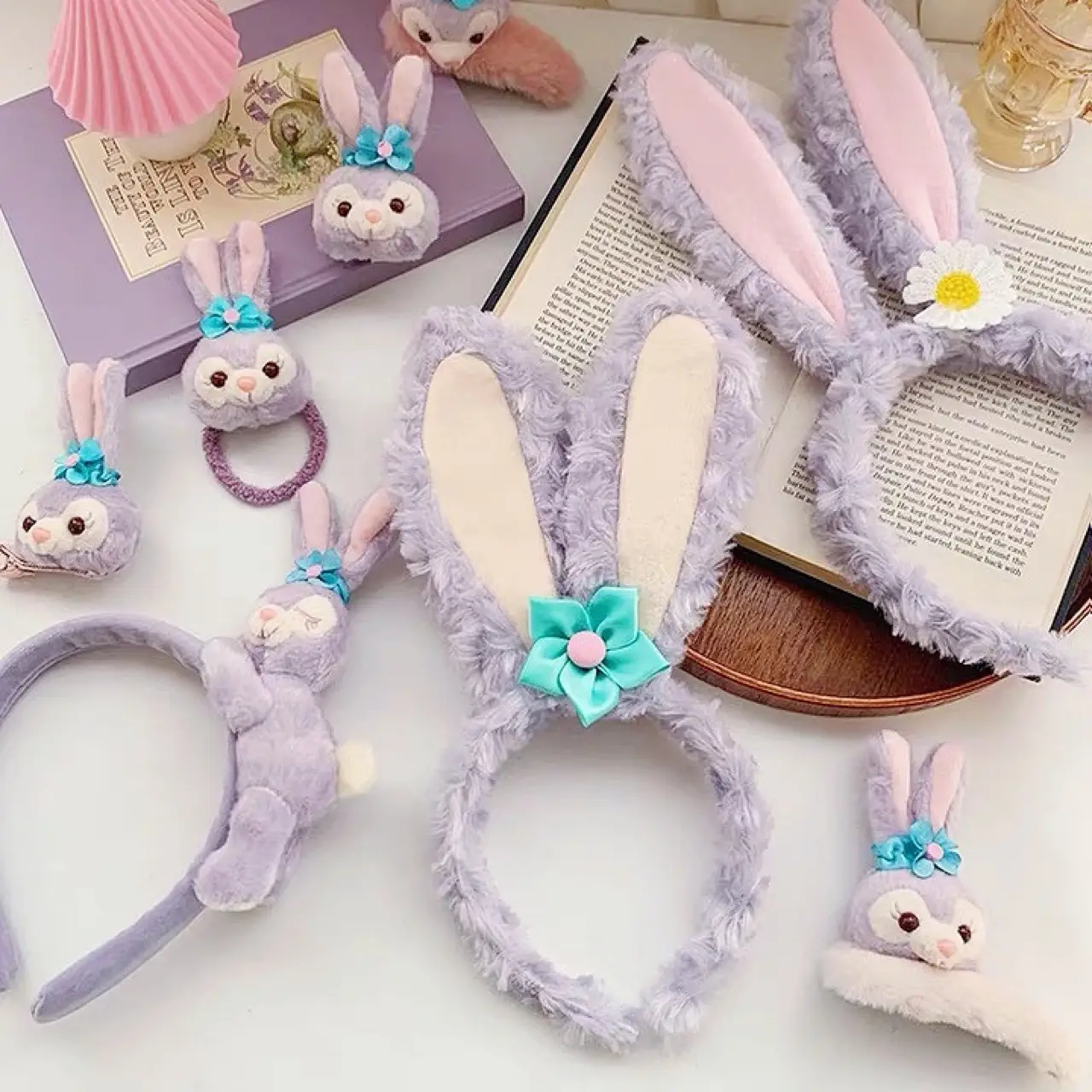 Cute Plush Rabbit Ear Headband Purple - Image 11