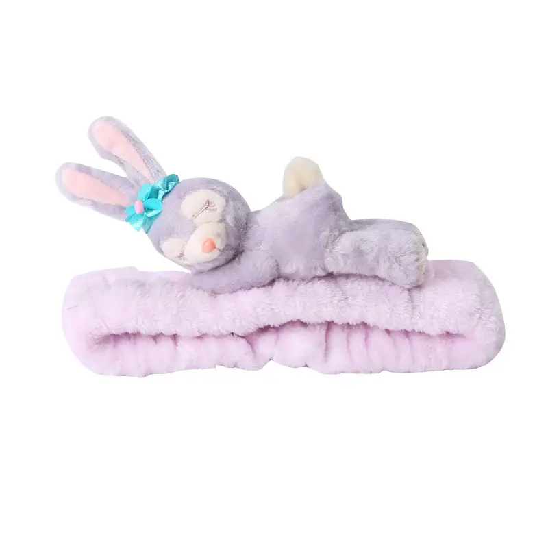 Cute Plush Rabbit Ear Headband Purple - Image 10