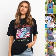 Women Printed T-Shirt 2022 Summer Black Round Neck — feature 5
