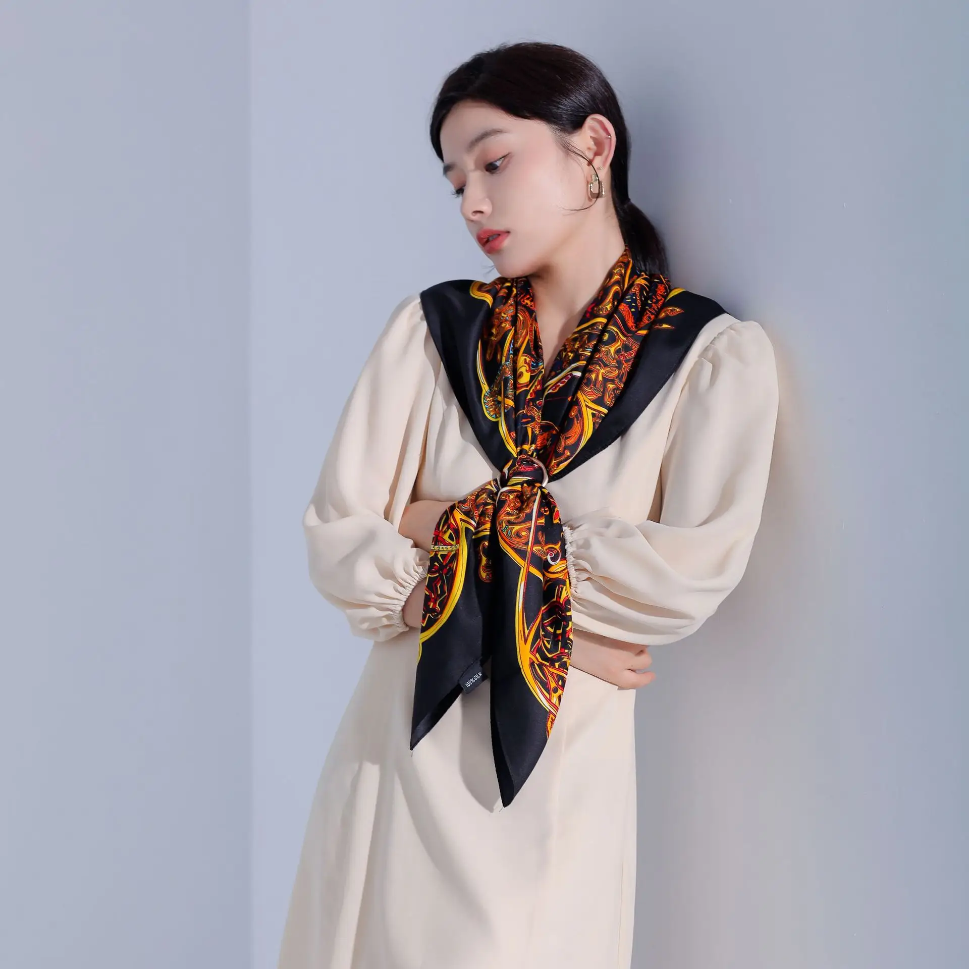 Red Geometric Muslim Scarf for Women - Image 7