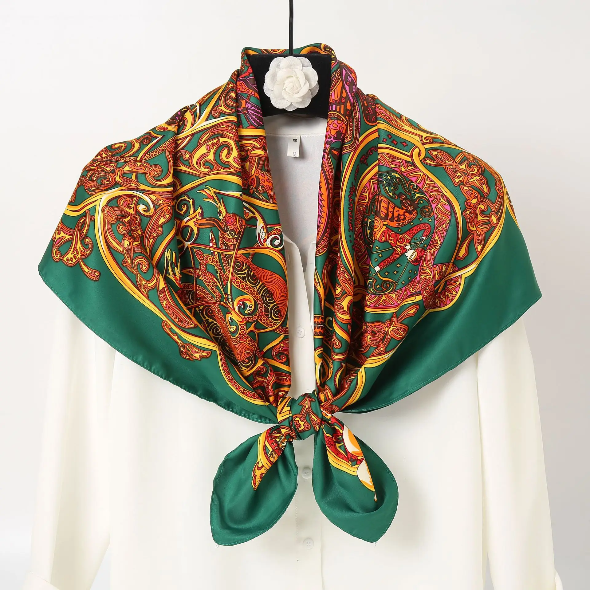 Red Geometric Muslim Scarf for Women - Image 3