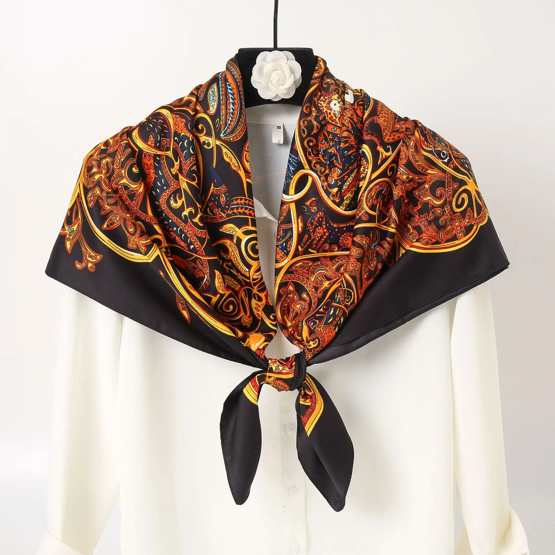 Red Geometric Muslim Scarf for Women - Image 5