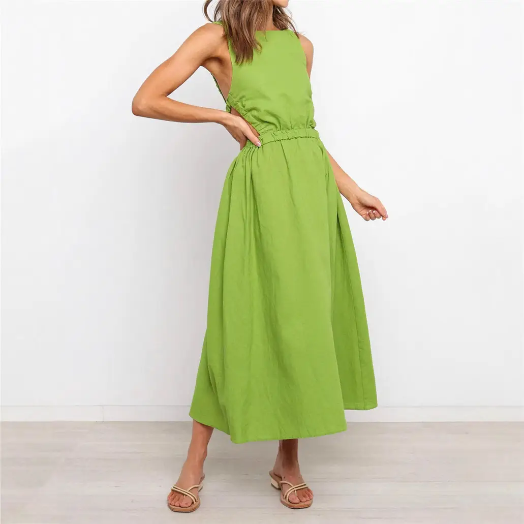 2024 Sleeveless Elastic Waist Long Dress for Women - Image 7