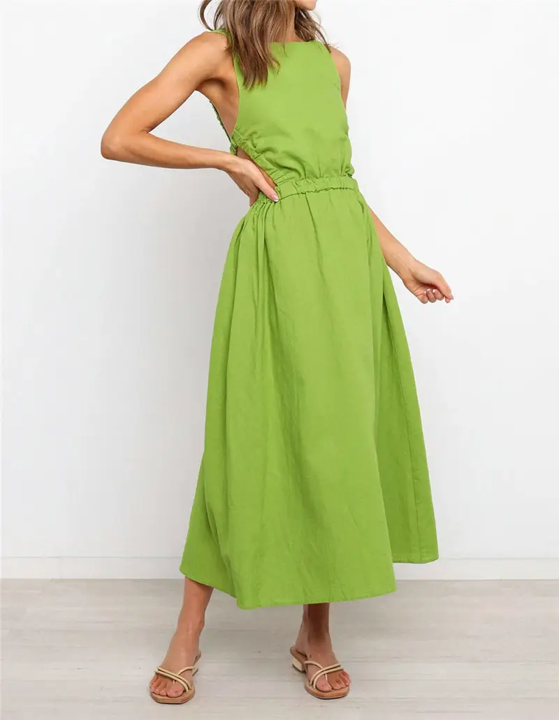 2024 Sleeveless Elastic Waist Long Dress for Women - Image 2