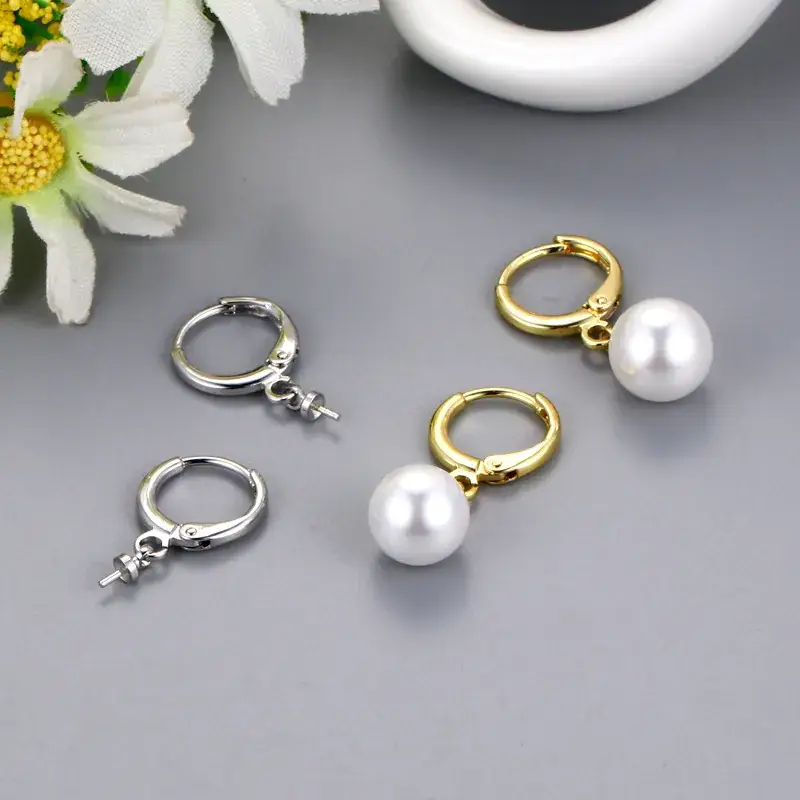 Pearl Earrings Gold Silver Women Fashion - Image 4