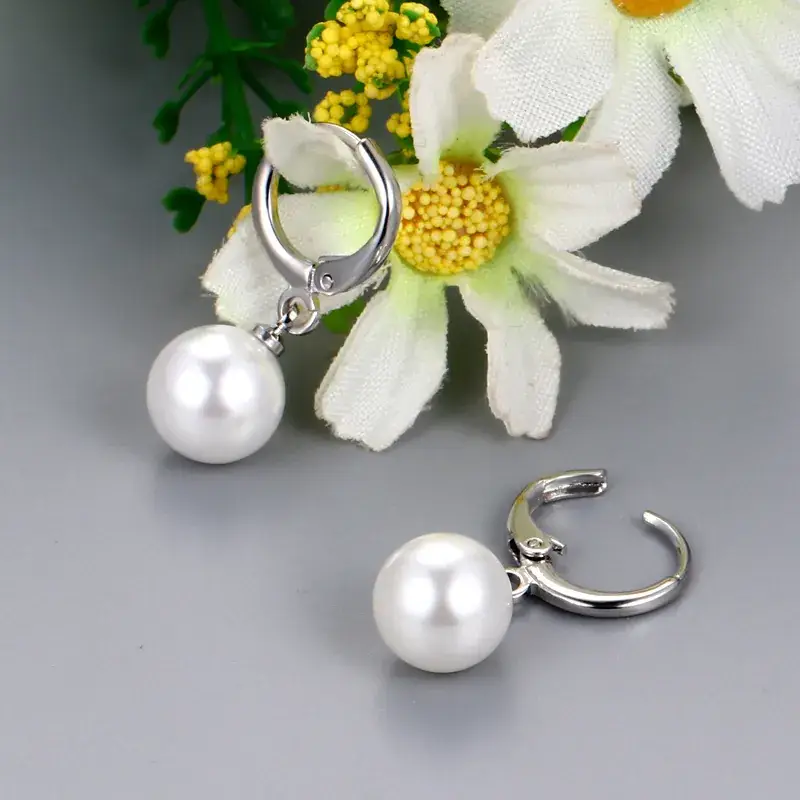 Pearl Earrings Gold Silver Women Fashion - Image 5
