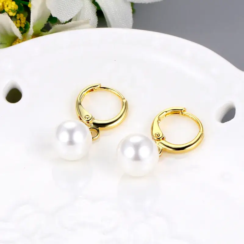 Pearl Earrings Gold Silver Women Fashion - Image 6