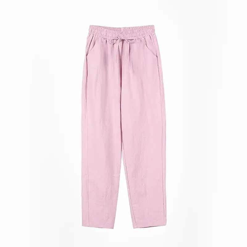 Women Cotton Linen Casual Pants Grey Large 2023 - Image 9