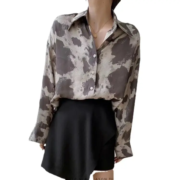 Leopard Print Long Sleeve Women's Shirt Brown Pants - Image 6