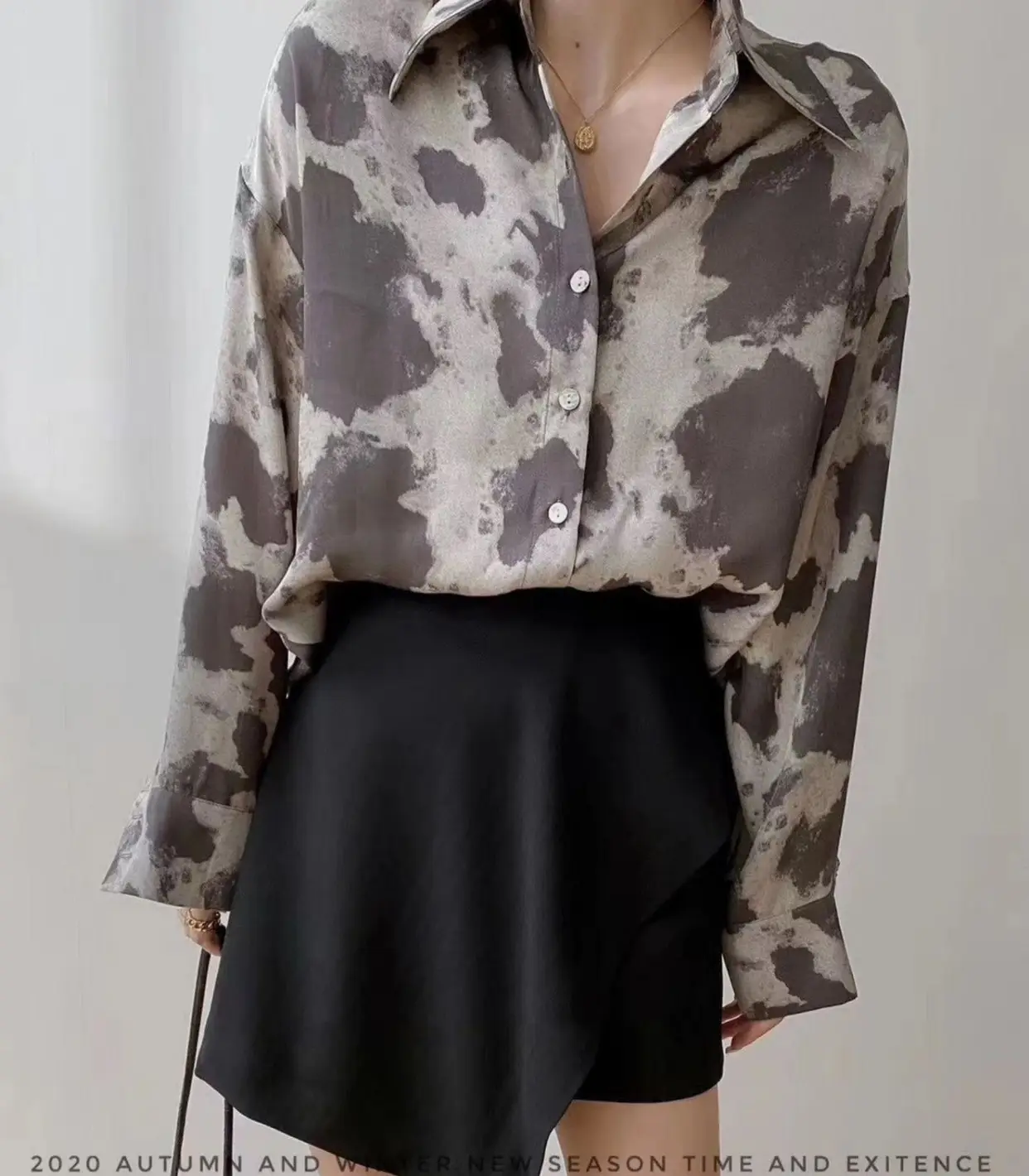 Leopard Print Long Sleeve Women's Shirt Brown Pants — feature 13