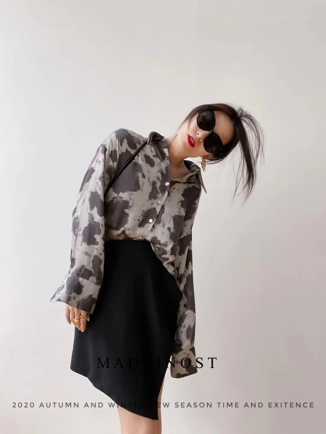 Leopard Print Long Sleeve Women's Shirt Brown Pants — feature 15