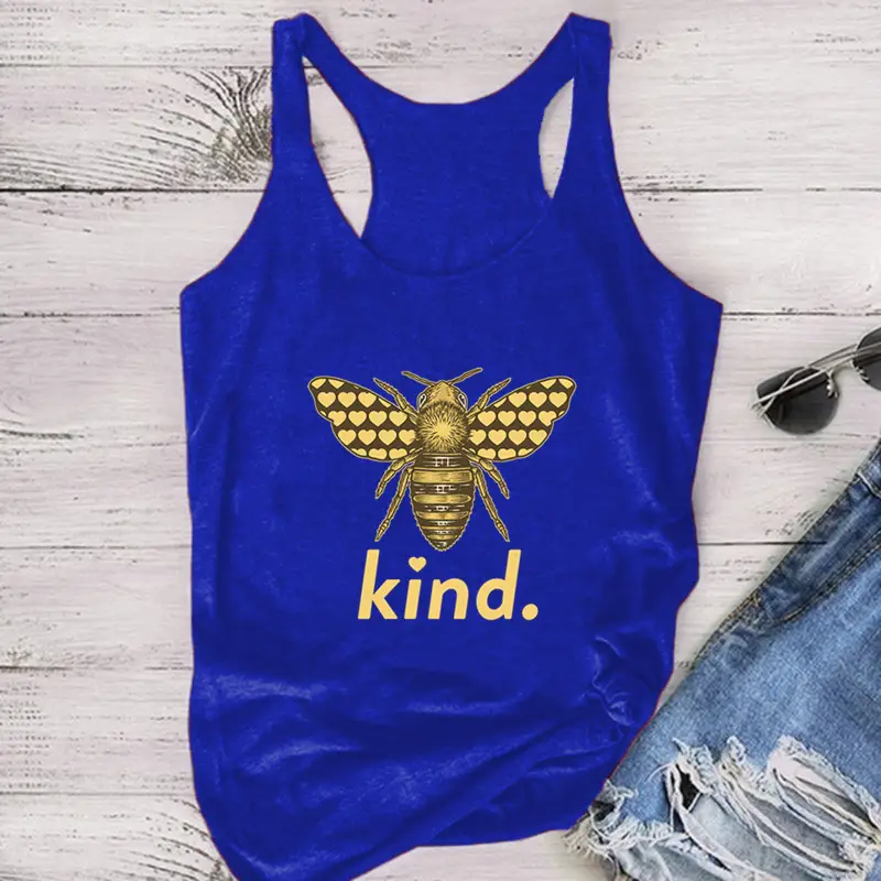 Women Sleeveless Bee Kind Yellow T-Shirt Vest - Image 9