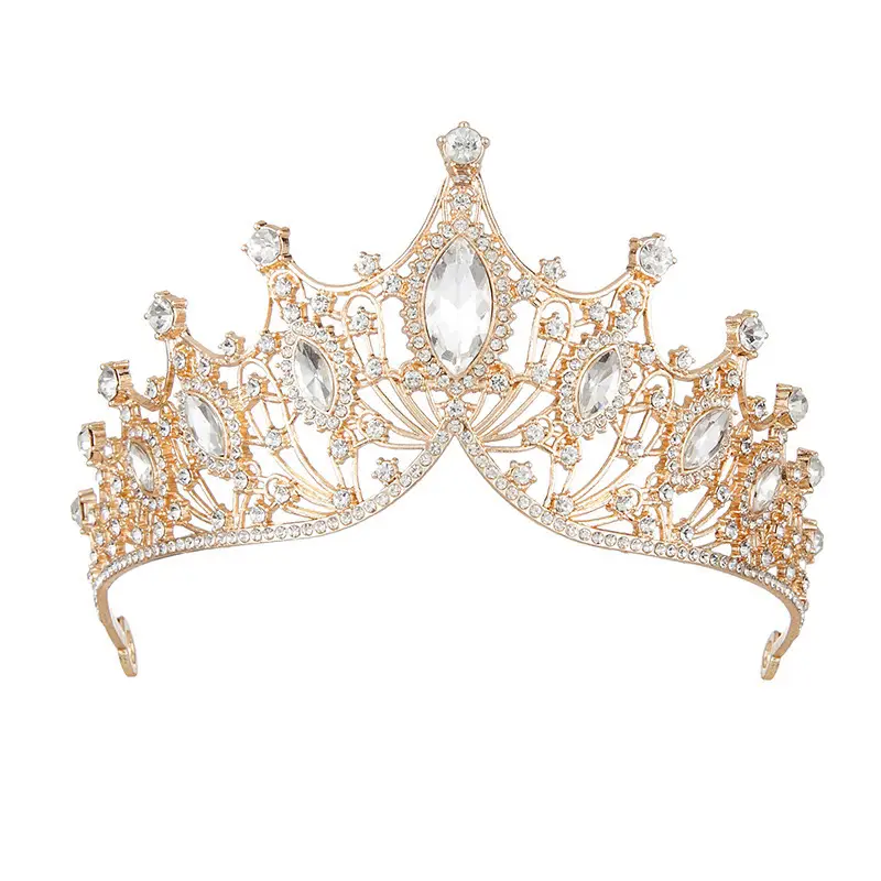 Golden Classical Bride Crown Baroque Wedding Headwear