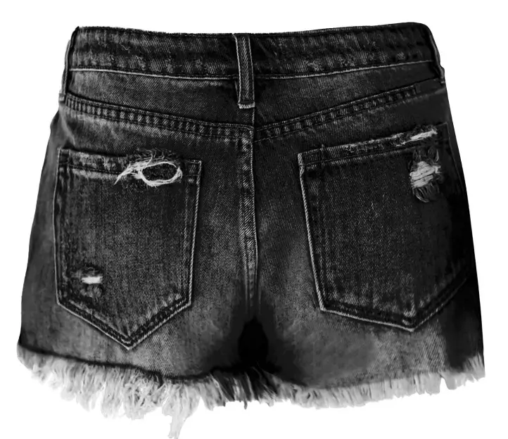 Denim Shorts for Women Black Frayed High Waist — feature 10