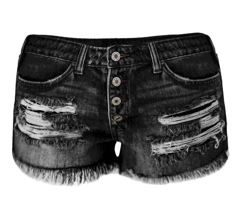 Denim Shorts for Women Black Frayed High Waist — feature 11