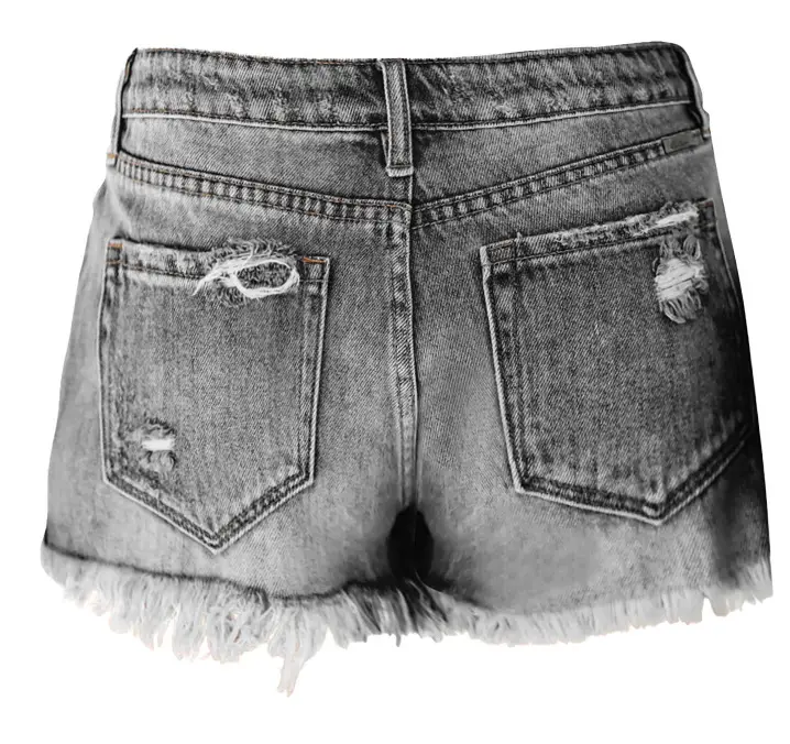 Denim Shorts for Women Black Frayed High Waist — feature 13