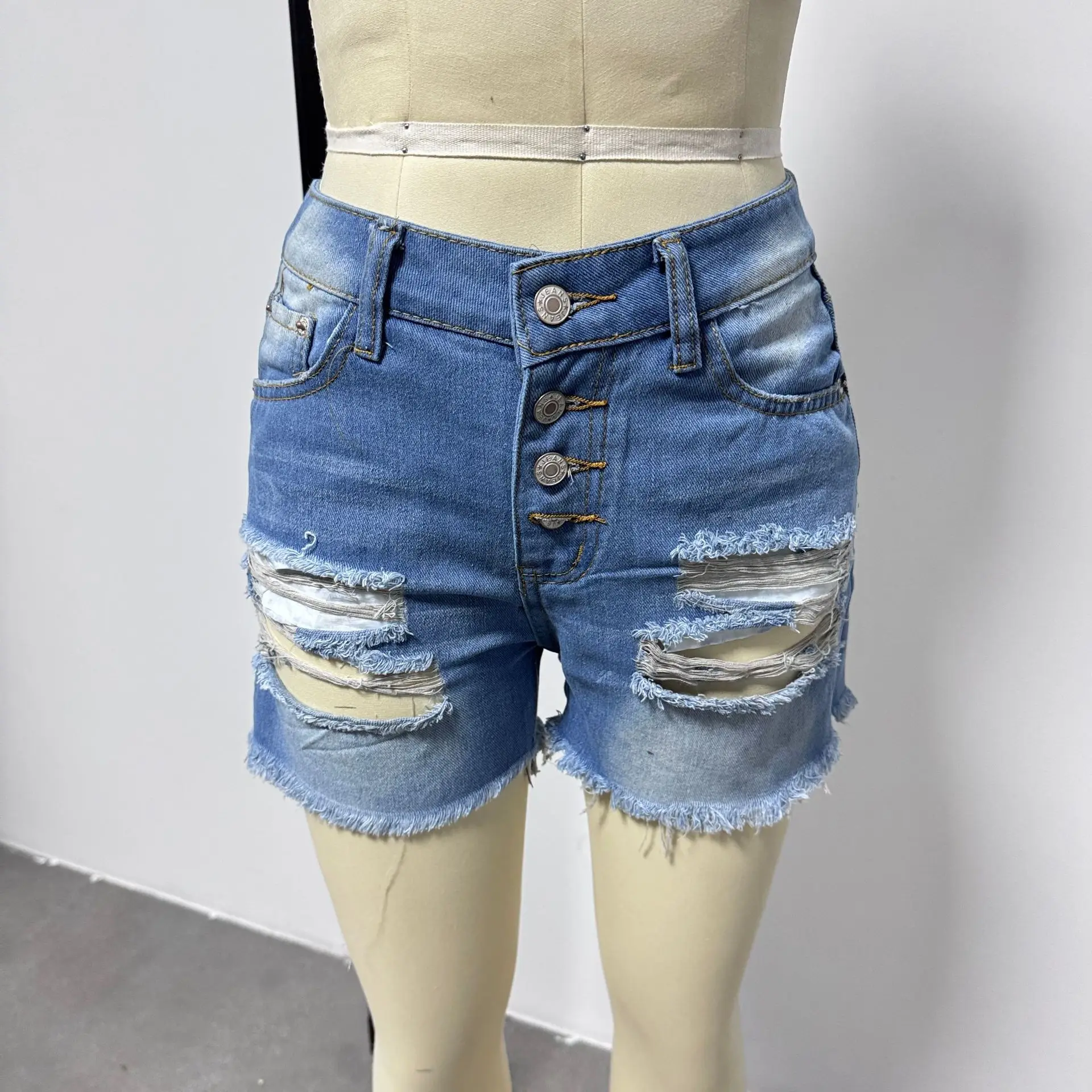Denim Shorts for Women Black Frayed High Waist — feature 4
