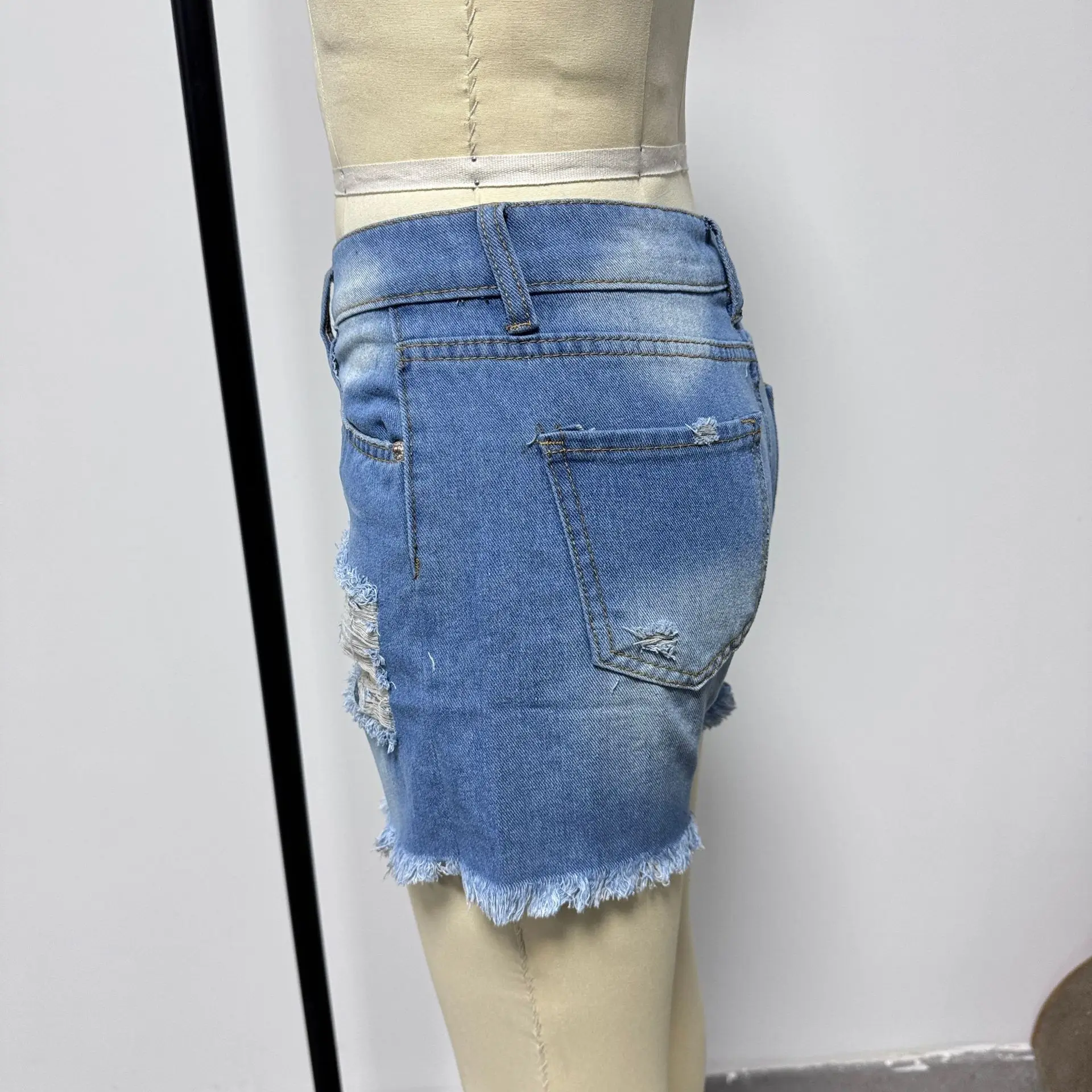 Denim Shorts for Women Black Frayed High Waist — feature 5