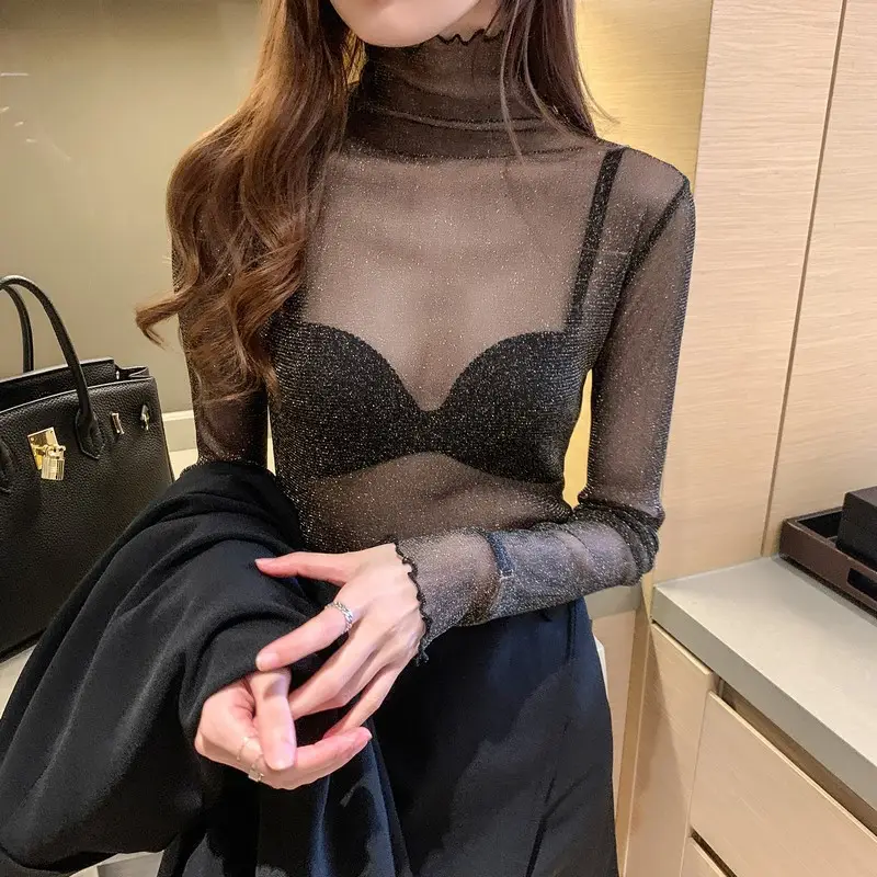 2025 Sexy See-Through Silk Mesh Top with Bright Bottoming - Image 4